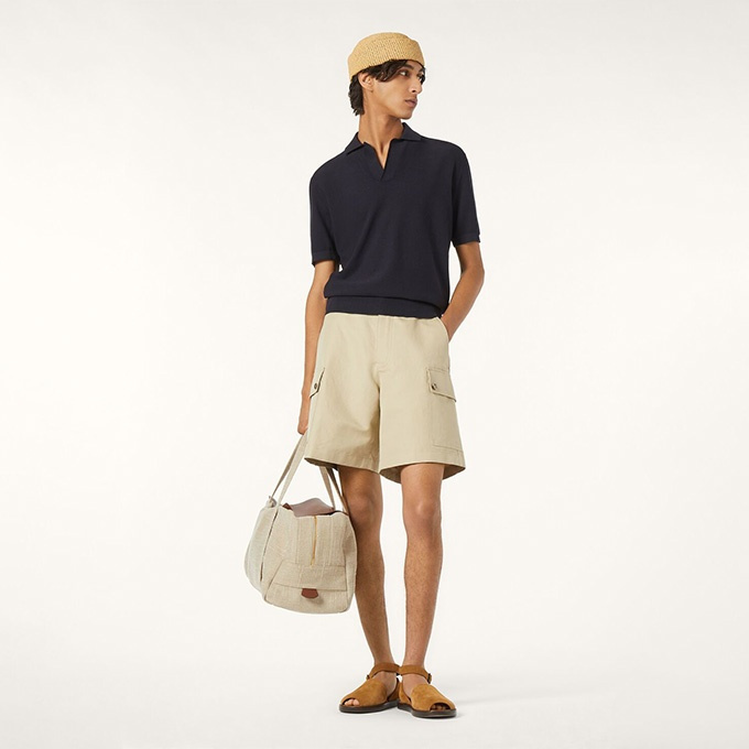 loro piana walkery notch collar knit short sleeve polo shirt